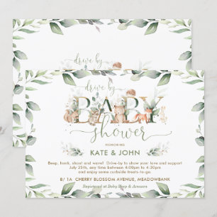 Invitation Bois Animaux Végétation Conduite Par Baby shower