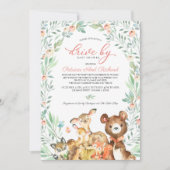 Invitation Bois Animaux Végétation Conduite Par Baby shower (Devant)