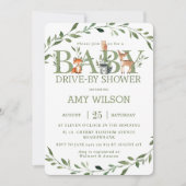 Invitation Bois Animaux Végétation Conduite Par Baby shower (Devant)