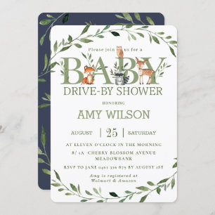 Invitation Bois Animaux Végétation Conduite Par Baby shower