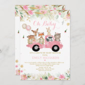 Invitation Bois Animaux Végétation Conduite Par Baby shower (Devant / Derrière)