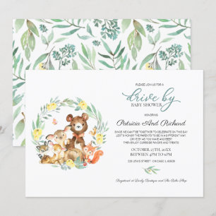 Invitation Bois Animaux Végétation Conduite Par Baby shower
