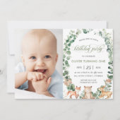 Invitation Bois Animaux Végétation Fête d'anniversaire Photo (Devant)