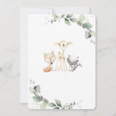 Invitation Bois Animaux Verdure rustique Baby shower feuillu (Dos)