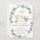 Invitation Bois Animaux Verdure rustique Jour d'anniversaire (Devant)