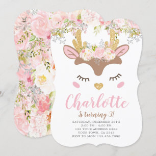 Invitation Bois, Anniversaire des Cerfs Floraux