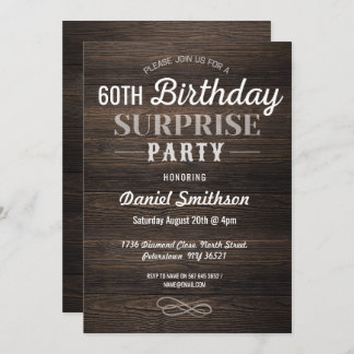 Invitation Bois Anniversaire Surprise Rustic Mens Femmes Invi