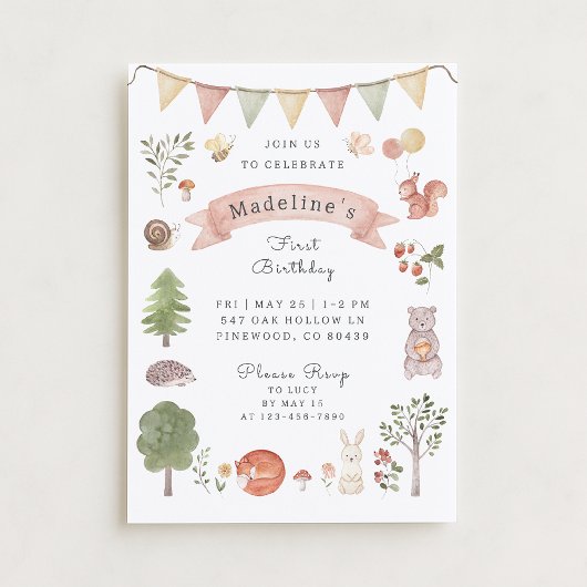 Invitation Bois aquarelle | Amis de la forêt