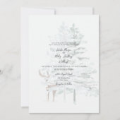 Invitation Bois Aquarelle Arbres et Mariage de cerfs (Devant)