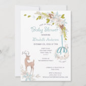 Invitation Bois Aquarelle Baby shower Floral Garçon (Devant)