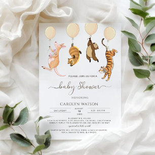 Invitation Bois Aquarelle Baby shower Kangaroo