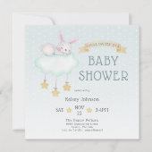 Invitation Bois Aquarelle Bunny Baby shower Turquoise clair (Devant)