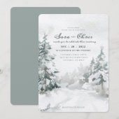 Invitation Bois | Aquarelle de la forêt d'hiver de neige (Devant / Derrière)