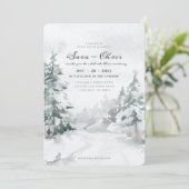 Invitation Bois | Aquarelle de la forêt d'hiver de neige (Debout devant)