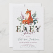 Invitation Bois Aquarelle Forêt Baby shower renard (Devant)