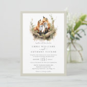 Invitation Bois aquarelle Fox Couple Mariage (Debout devant)