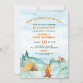 Invitation Bois Aquarelle Petit Camper Premier Anniversaire (Devant)