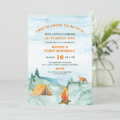 Invitation Bois Aquarelle Petit Camper Premier Anniversaire (Debout devant)