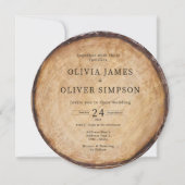 Invitation Bois arbre étable code QR tout en un mariage (Devant)