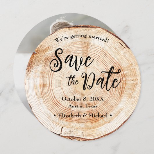 Invitation Bois arbre souche Mariage rustique Enregistrer la  (Devant / Derrière)