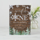 Invitation Bois Argent Notre petit Flocon de neige Forêt Anni (Debout devant)