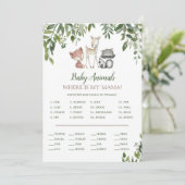 Invitation Bois Baby shower Bébé Animaux Jeu 5x7 (Debout devant)