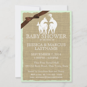 Invitation Bois Baby shower cerfs et burlap