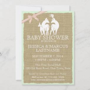 Invitation Bois Baby shower cerfs et burlap