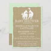 Invitation Bois Baby shower cerfs et burlap (Devant / Derrière)