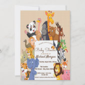 Invitation Bois, Baby shower d'animaux forestiers (Devant)