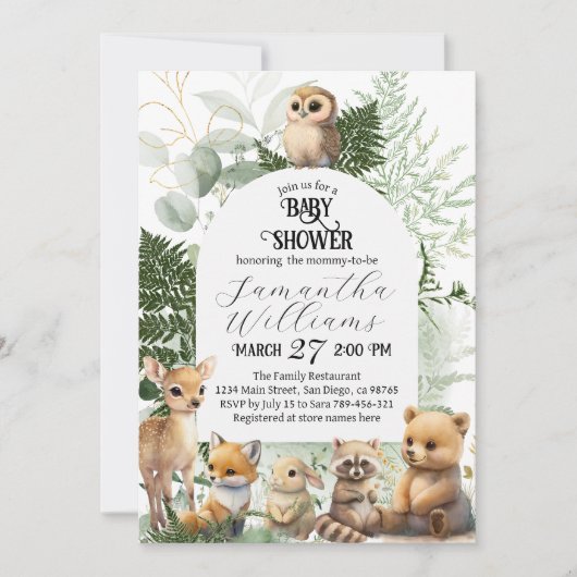 Invitation Bois Baby shower de la forêt (Devant)