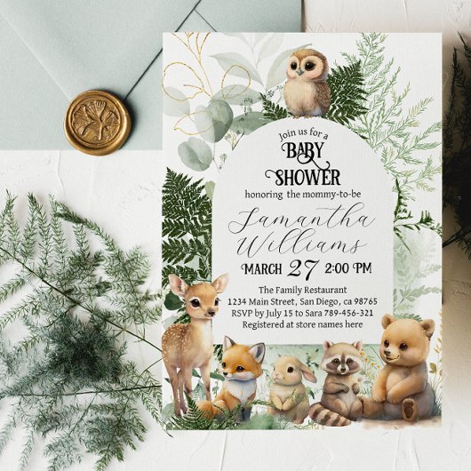 Invitation Bois Baby shower de la forêt