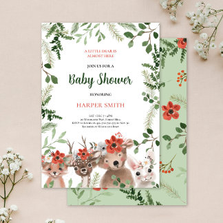 Invitation Bois Baby shower Forêt Animaux Végétation
