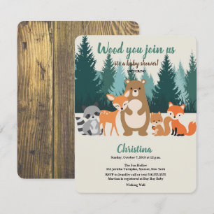 Invitation Bois Baby shower Forêt Animaux Végétation Invit