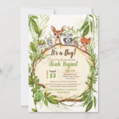 Invitation Bois Bébé Animaux Forêt Bois Baby shower (Devant)