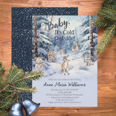 Invitation Bois Bébé Animaux Hiver Baby shower garçon
