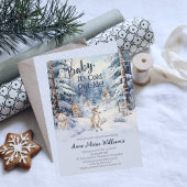 Invitation Bois Bébé Animaux Hiver Baby shower garçon