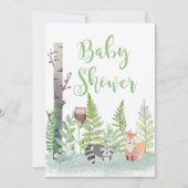 Invitation Bois Bébé Animaux Végétation Baby shower Invitatio (Devant)