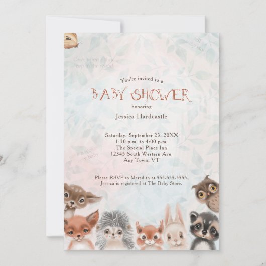 Invitation Bois Bébé Animaux Whimsical (Devant)