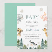 Invitation Bois bébé Il fait froid dehors du Baby shower (Devant / Derrière)