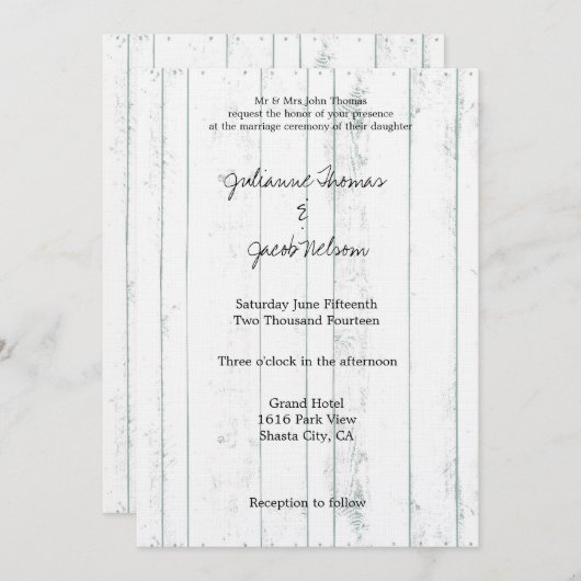 Invitation Bois blanc (Devant / Derrière)