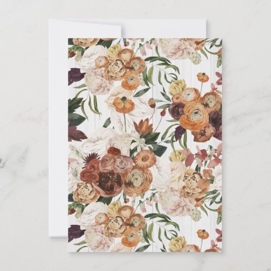 Invitation Bois blanc rustique Automne Mariage de couronnes f (Dos)