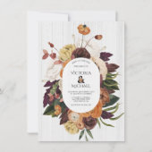 Invitation Bois blanc rustique Automne Mariage de couronnes f (Devant)