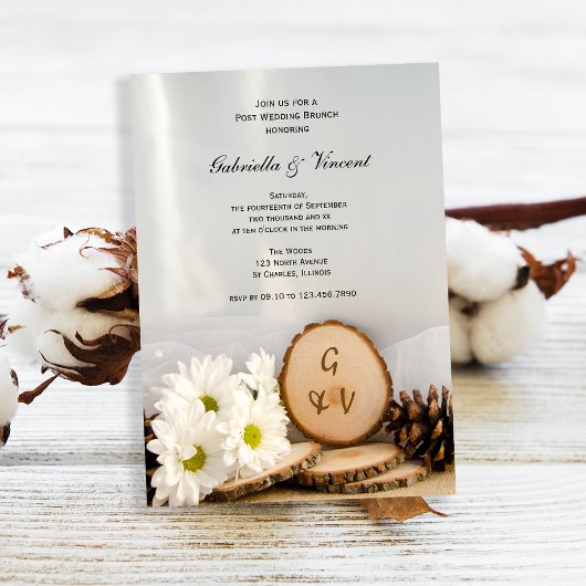 Invitation Bois Blanc Rustique Bois Post Mariage Brunch