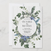 Invitation Bois blanc rustique Floral & Mariage de la forêt d (Devant)