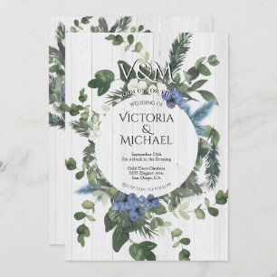 Invitation Bois blanc rustique Floral & Mariage de la forêt d