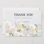 Invitation Bois blanc rustique menthe rose rose Merci (Devant)