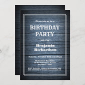 Invitation Bois bleu rustique N'importe quel âge fête d'anniv (Devant / Derrière)