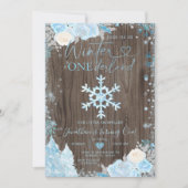 Invitation Bois Blue Winter Onederland Snowflake Anniversaire