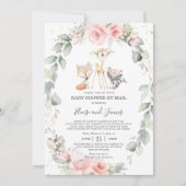 Invitation Bois Blush Floral Greenery Baby shower par Mail (Devant)